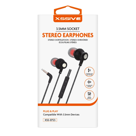 Écouteurs Stéréo Jack 3.5mm XSSIVE XSS-EP23 – Noir — Accessoire · Smarty Paris 18e